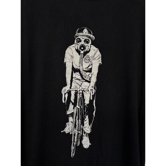 Men’s OBEY Cyclist w/ Gas Mask Black Graphic Shirt Size Large - Picture 2 of 4